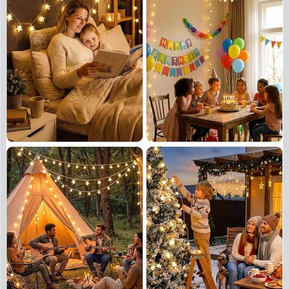 Star String Lights - Warm White Holiday Decor